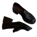 Damen Loafer mit modischem Blockabsatz und hochwertiger Lederoberfläche