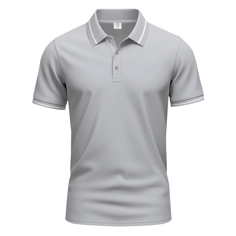 Herren nan atmungsaktives Interlock-Poloshirt mit Kontrast-Tipping, kurzer Knopfleiste und schmaler Silhouette R&B