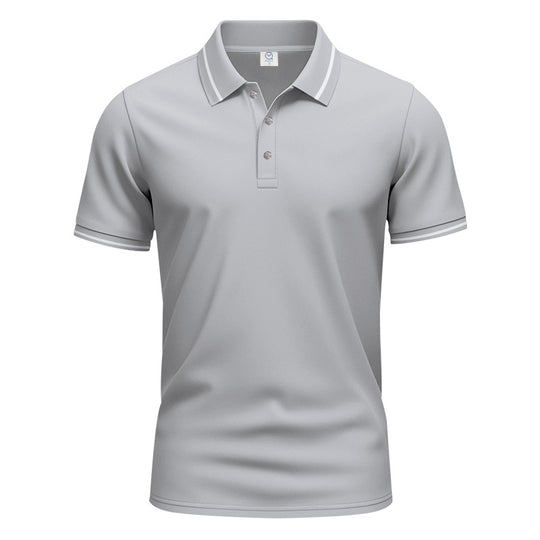 Herren nan atmungsaktives Interlock-Poloshirt mit Kontrast-Tipping, kurzer Knopfleiste und schmaler Silhouette R&B