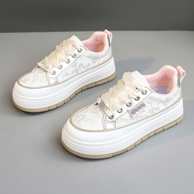 Damen Modische Sneaker mit floralem Design und erhöhtem Plateau R&B
