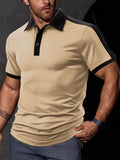 Herren nan figurnahes Kontrast-Poloshirt mit Schulterpasse und Hemdkragen R&B