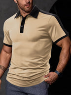 Herren nan figurnahes Kontrast-Poloshirt mit Schulterpasse und Hemdkragen R&B