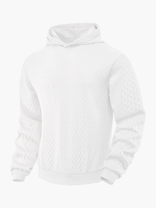 Herren nan strukturierter Schlauchkragen-Pullover mit Kapuze und Waben-Jacquard R&B