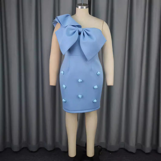 Damen figurbetontes Cocktailkleid mit voluminösem Schleifendesign R&B