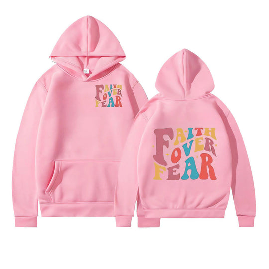 Damen Kapuzenpullover mit kreativem Schriftzug und weichem Innenfleece R&B