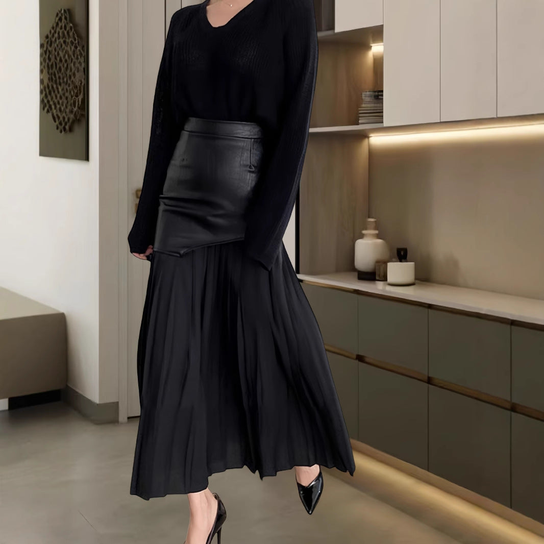 Damen Elegante Kombination aus feinem Strickpullover und schickem rock R&B