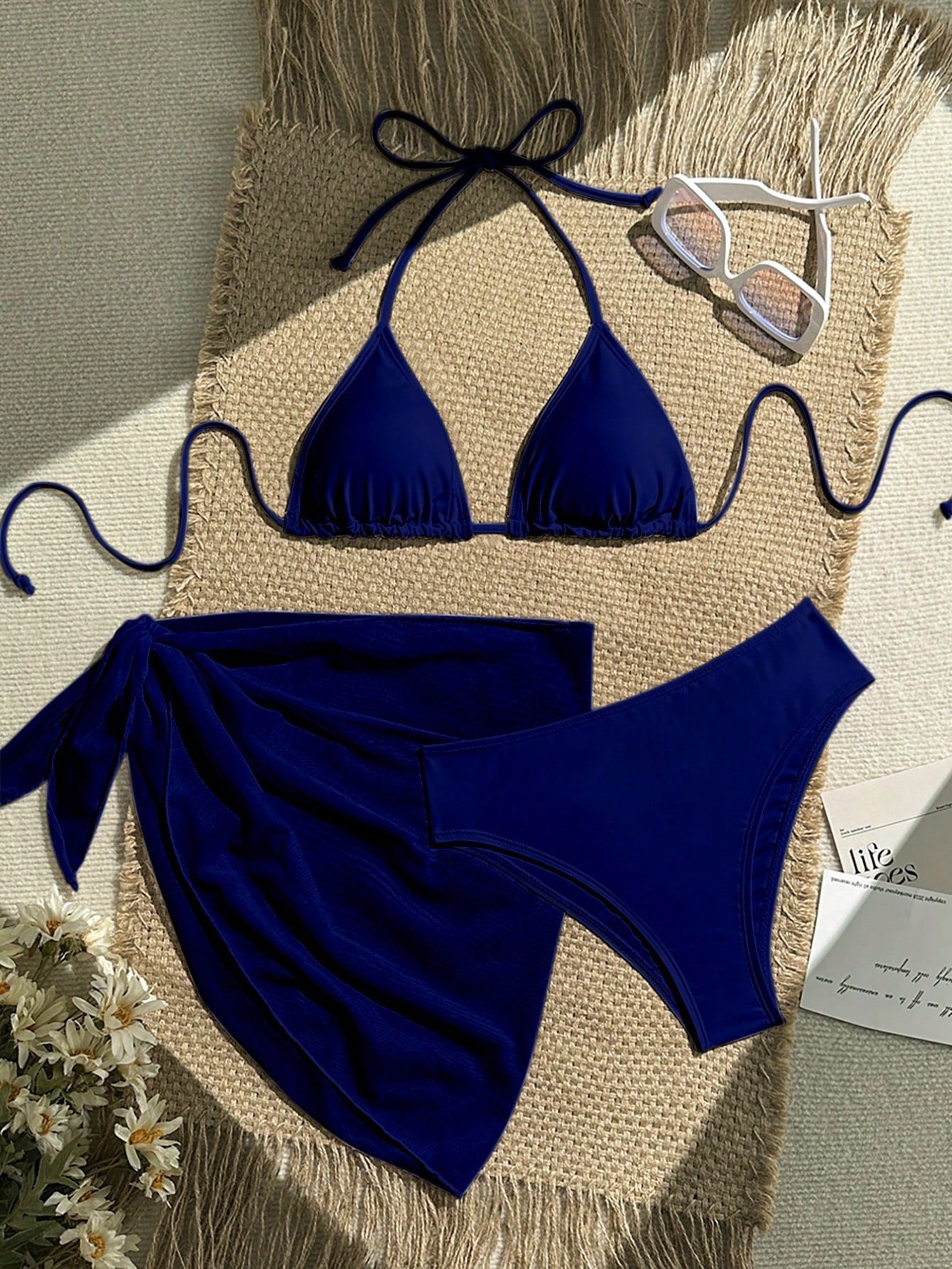Damen Triangel-Bikini mit Wickeltuch und verstellbaren Trägern R&B