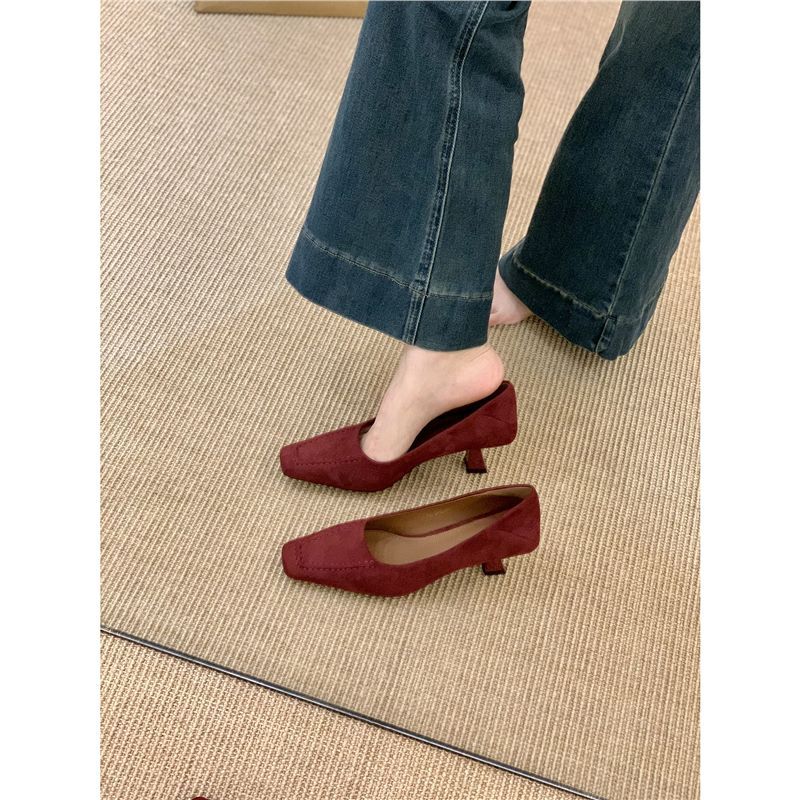 Damen elegante Slingback Pumps im Samt-Look R&B