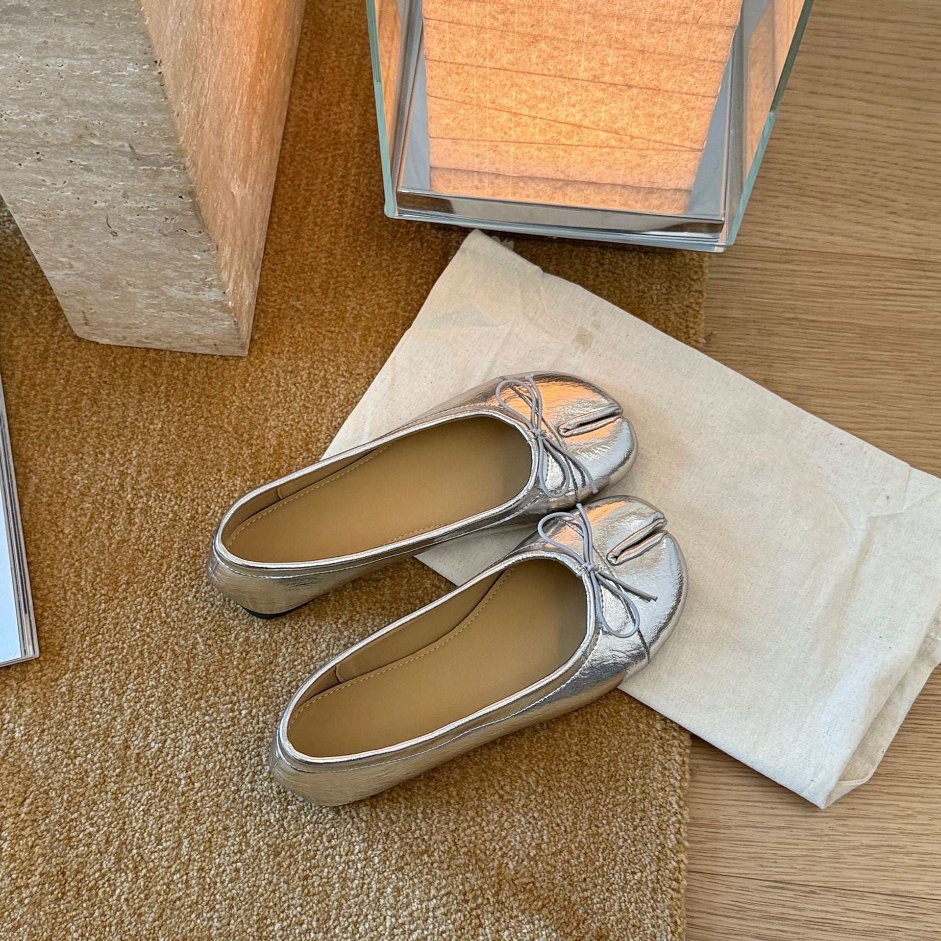 Damen Modische Ballerinas mit eleganter Schleife