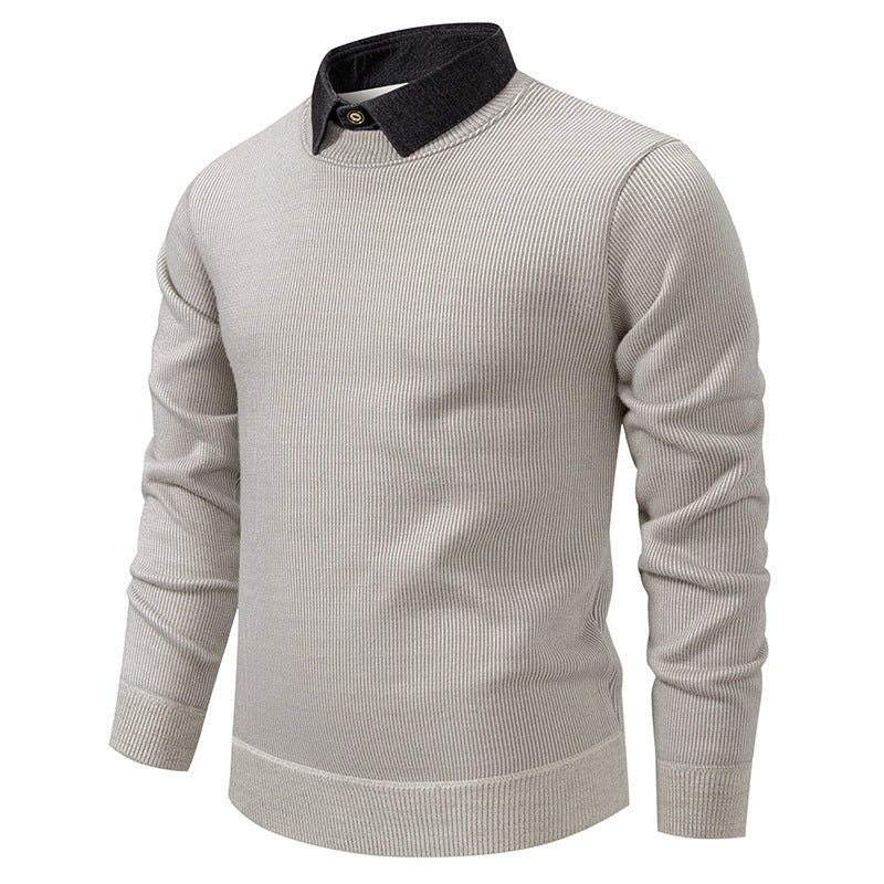 R&B | Herren Strickpullover mit Kontrastkragen