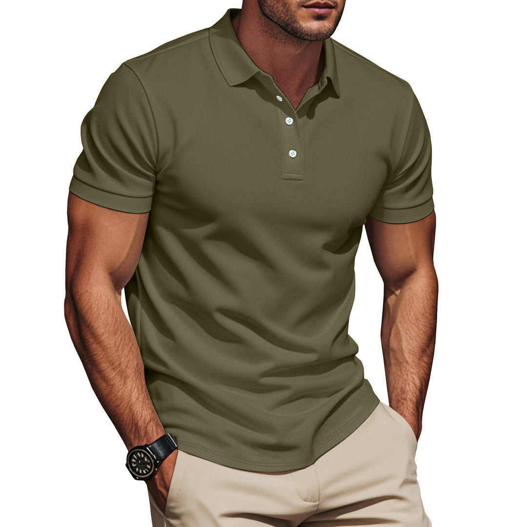 Herren nan Pima-Baumwoll-Polo mit Kentkragen, schmaler Silhouette und verstärkter Knopfleiste R&B