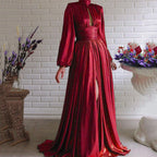 Damen Elegantes Maxikleid mit plissierten Details und luxuriösem Fall R&B