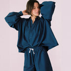Damen lässiges Kombi-Outfit mit lockerer Bluse und Shorts R&B
