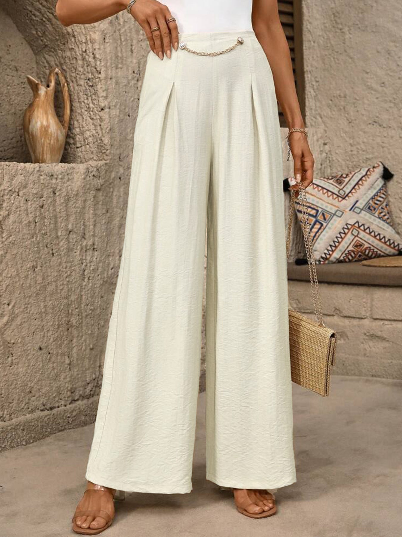 Damen Weit geschnittene Palazzo-Hose mit eleganter Faltenlegung R&B