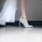 Damen glamouröse High Heels mit funkelndem Perlenschmuck R&B