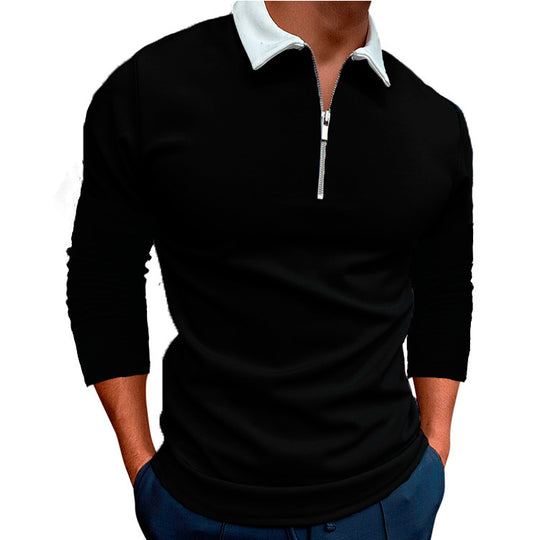 Herren sportlicher Pullover mit 1/4 Reißverschluss und kontrastierendem Kragen R&B