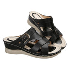 Damen Wedge-Pantolette mit verstellbaren Riemen und atmungsaktivem Fußbett