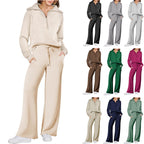 Damen Sportlicher Zweiteiler aus weichem Material mit hohem Kragen und weitem Schnitt