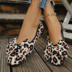 Damen Ballerinas mit modischem Leopardenmuster und verspieltem Schleifendetail R&B