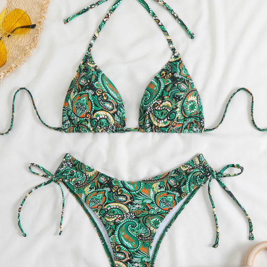 Damen Triangel-Bikini-Set mit verspieltem Paisley-Muster R&B