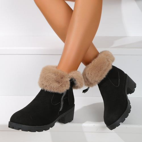 Damen Winterstiefel mit kuscheligem Fellkragen und rutschfester Sohle R&B