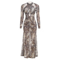 Damen Schlangehaut Maxikleid mit raffiniertem Schnitt und Deep-V-Ausschnitt R&B