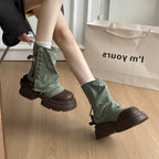 Damen Modische Chunky Stiefeletten mit dekorativem Riemen und robustem Profil R&B