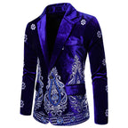 Herren eleganter Samtblazer mit opulenter Stickerei R&B