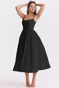 Damen Maxikleid mit schmalen Trägern und schwingendem Rock R&B