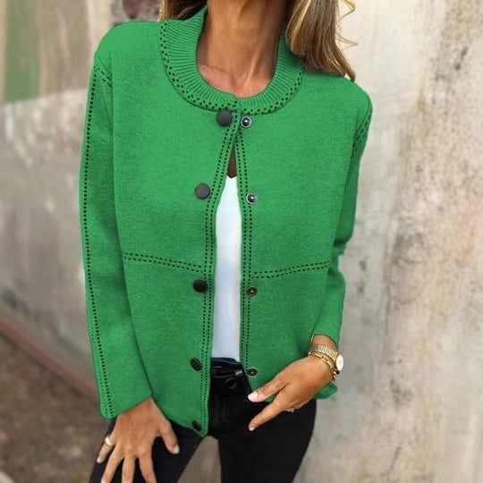 Damen Lockere Strickjacke mit Knöpfen und dekorativen Nähten R&B