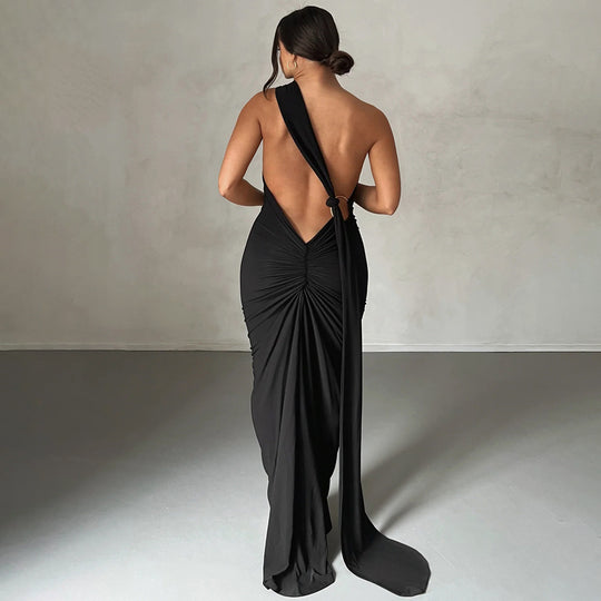 Damen Elegantes One-Shoulder Maxikleid mit figurbetonter Silhouette R&B