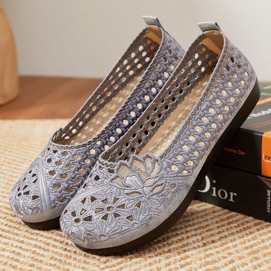 Damen Komfortable Ballerinas mit floraler Stickerei R&B
