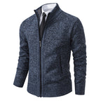 Herren elegante Strickjacke mit hohem Kragen und praktischem Reißverschluss R&B