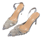 Damen transparente Pumps mit funkelnden Perlenakzenten R&B