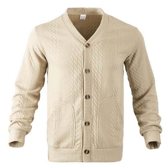 Herren Strickjacke mit hochwertigem Strukturmuster und modernen Knöpfen R&B
