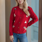Damen Strickjacke mit kunstvollem Motiv R&B