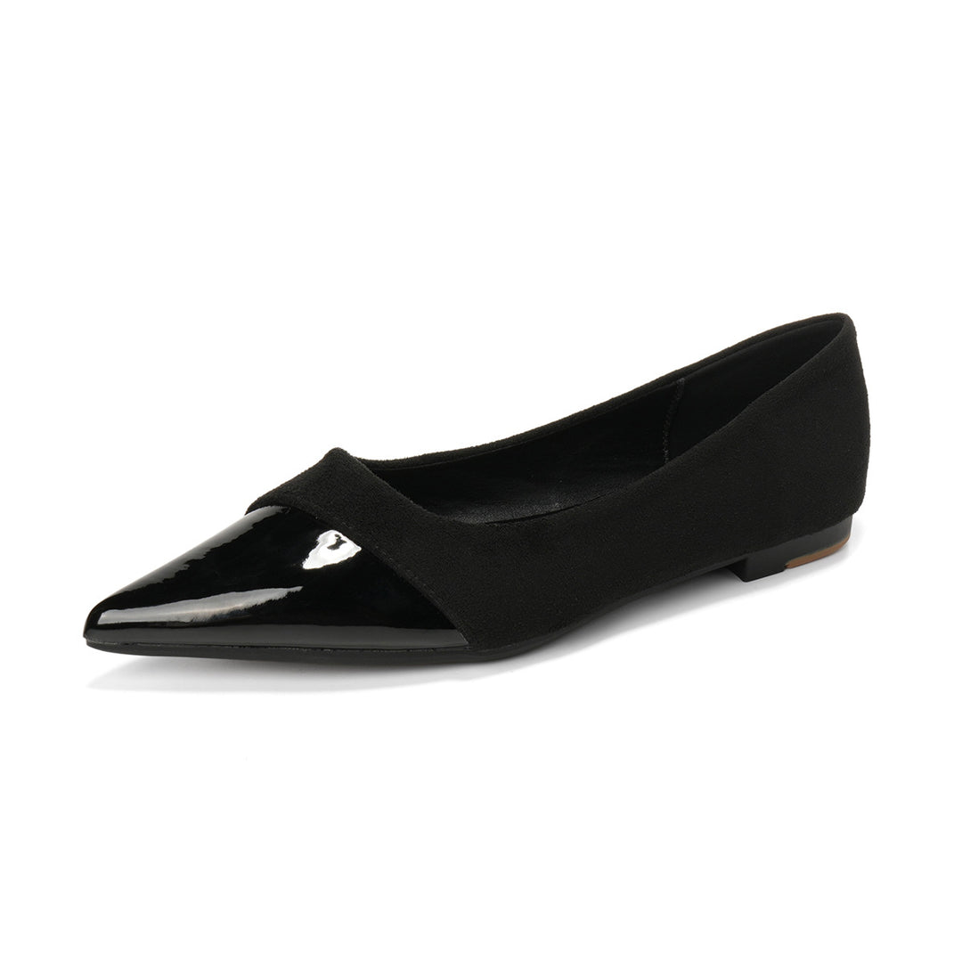 Damen spitze Ballerinas mit elegantem Veloursleder und glänzender Lackeinfassung R&B