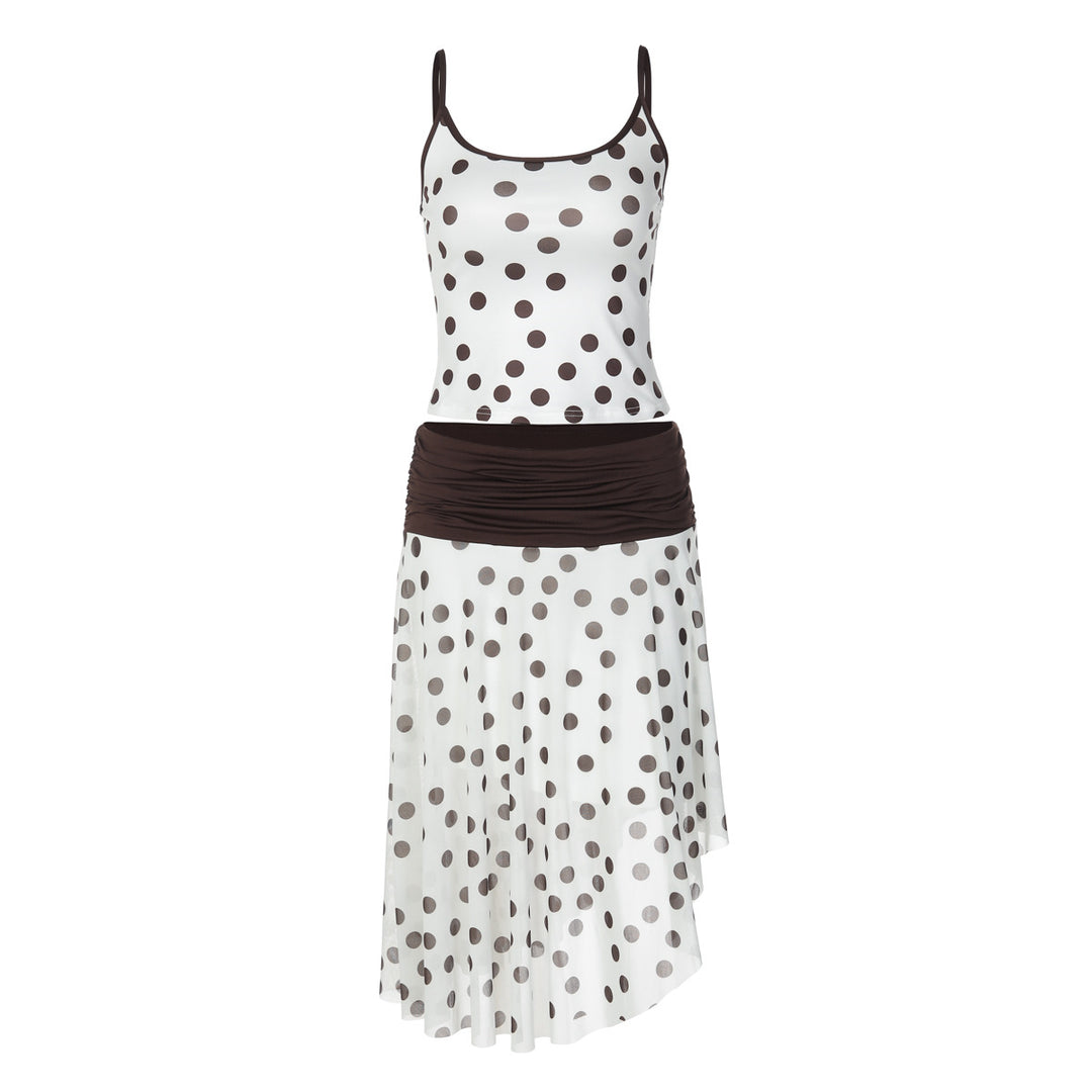 Damen Verspieltes Polka Dot Kleid mit Rüschenelementen und elastischem Taillenband R&B