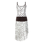 Damen Verspieltes Polka Dot Kleid mit Rüschenelementen und elastischem Taillenband R&B