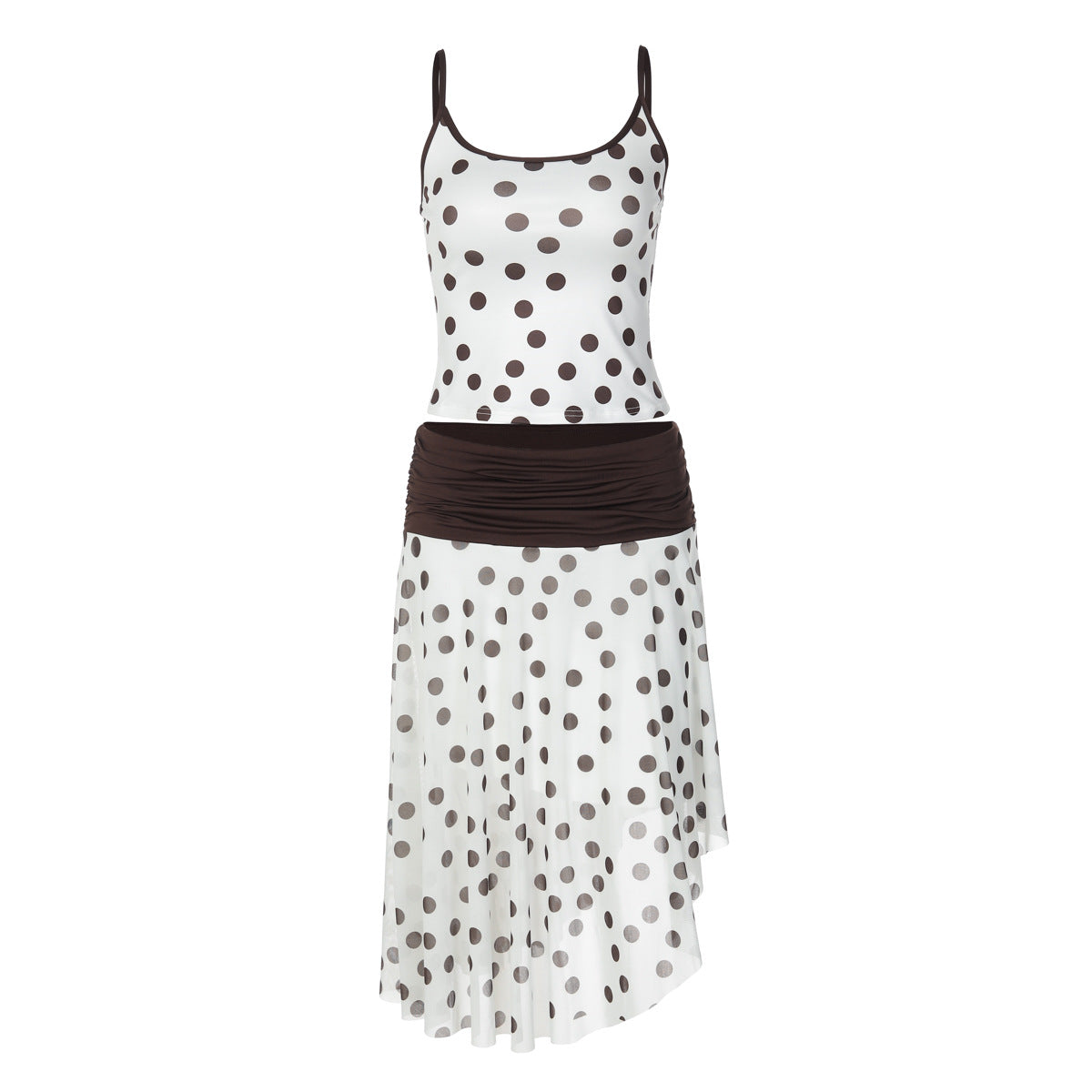 Damen Verspieltes Polka Dot Kleid mit Rüschenelementen und elastischem Taillenband R&B