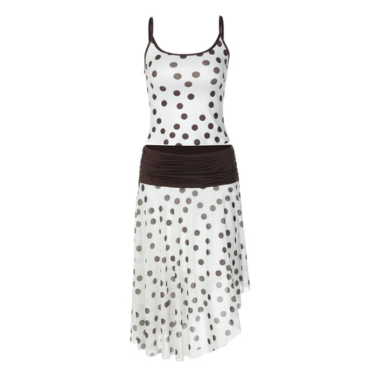 Damen Verspieltes Polka Dot Kleid mit Rüschenelementen und elastischem Taillenband R&B