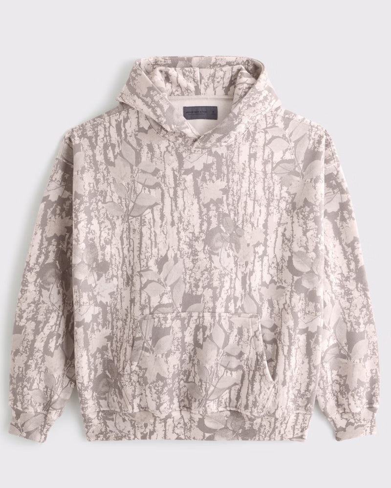 Unisex nan lockerer Kapuzensweat mit dezenter Blätterstruktur, doppelter Kapuze ohne Kordelzug und Kängurutasche R&B