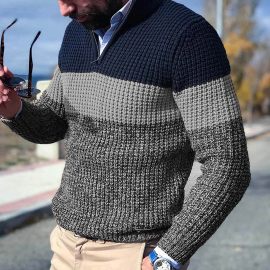 R&B | Gestrickter Pullover mit Blockfarben Acryl Warm und Modern