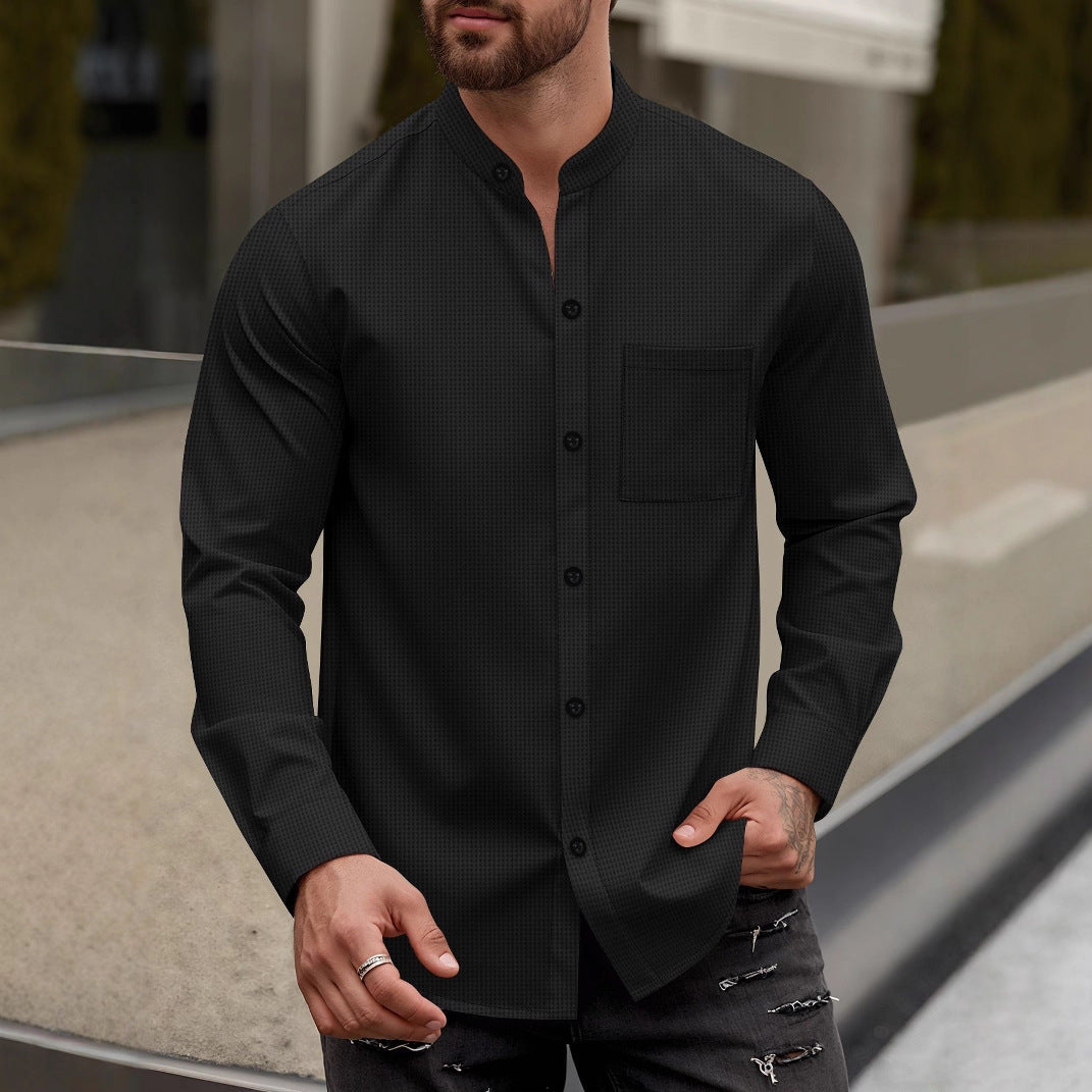 Herren Elegantes Hemd mit Stehkragen R&B