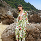 Damen luftiger Kimono mit floralen Mustern R&B