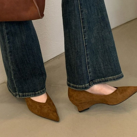 Damen spitze Wedge-Pumps aus samtweichem Velours R&B