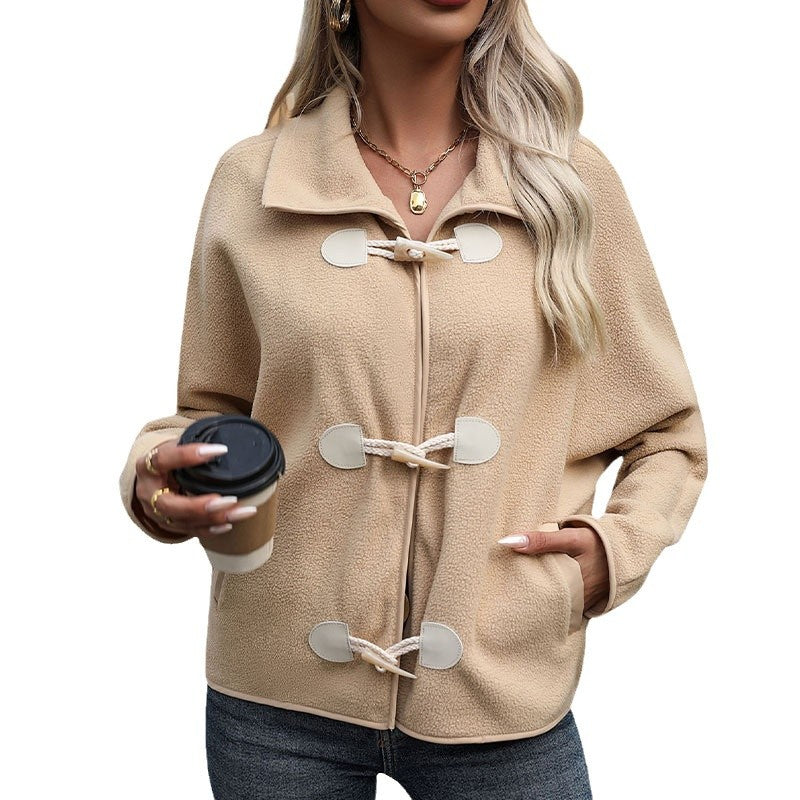Damen Fleecejacke mit dekorativen Knöpfen und seitlichen Taschen R&B