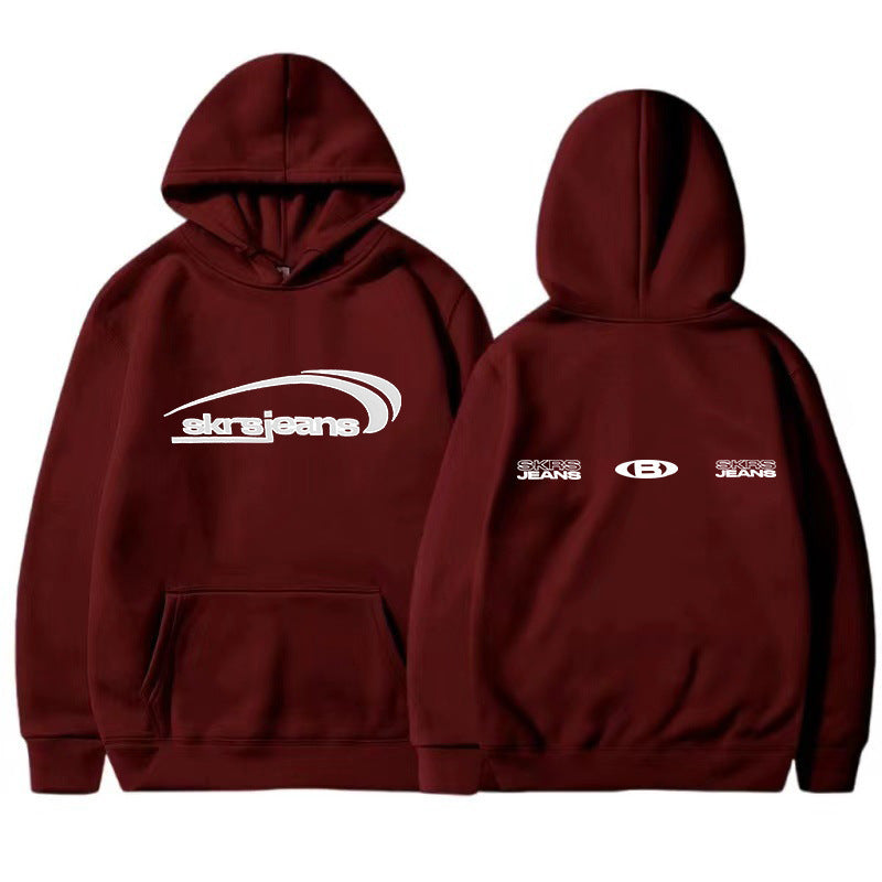 Damen Kapuzensweater mit modernem Logo-Design und praktischen Kängurutaschen R&B