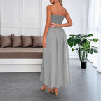 Damen Maxikleid mit gerafftem Oberteil und elastischem Bund R&B