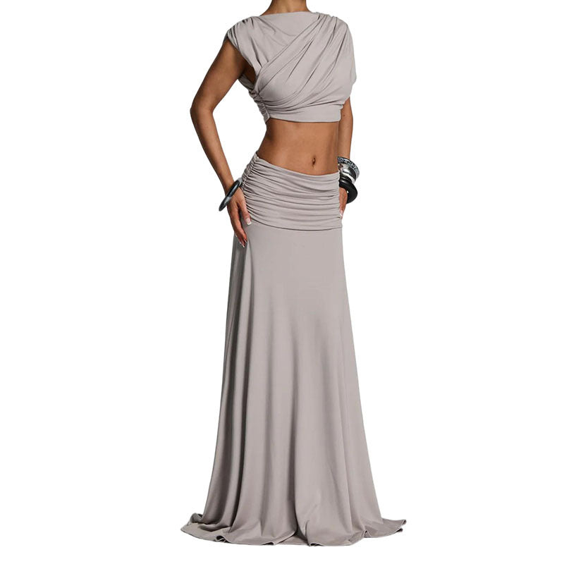 Damen elegantes Wickelkleid mit Rüschendetails R&B